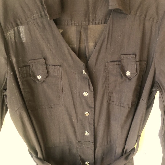 Athleta Black Sheer Shirt Dress.  Size Small - Picture 2 of 4